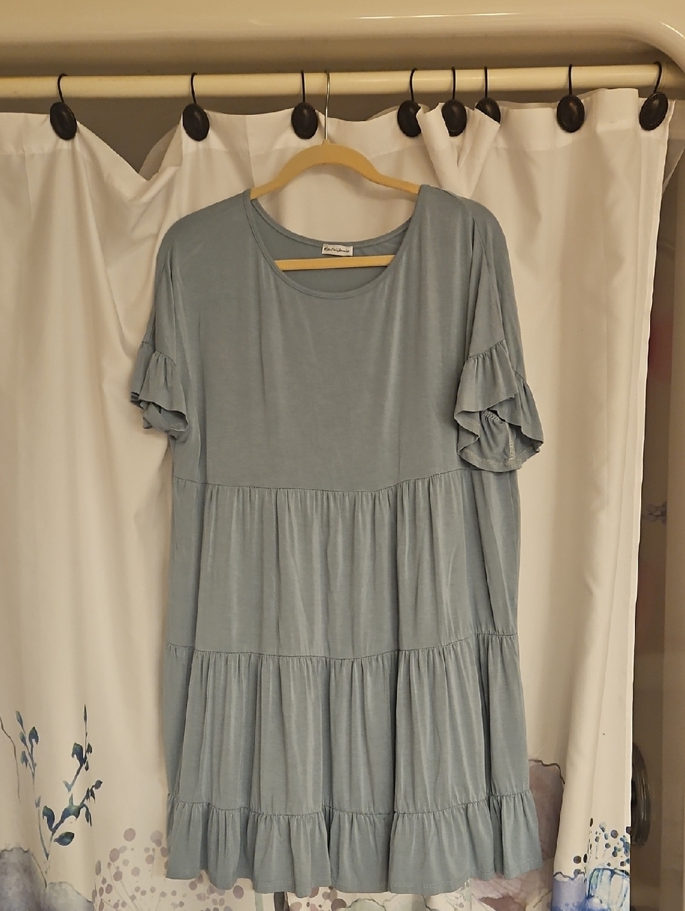 Casual Tiered Ruffle-Sleeve Dress - Light Blue